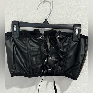 Black waist cincher corset with back zipper